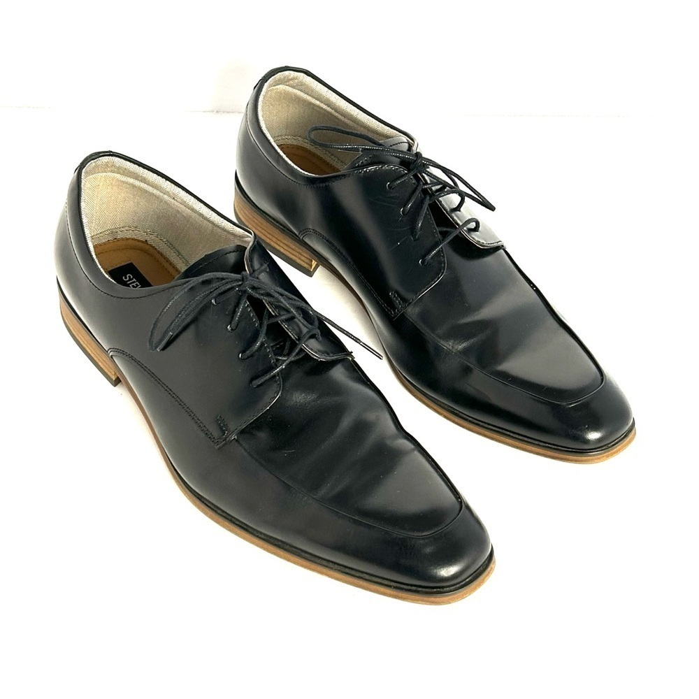 Steve Madden TASHER Dress Shoes Soft Leather Upper Lace Up Black Mens Size 11.5